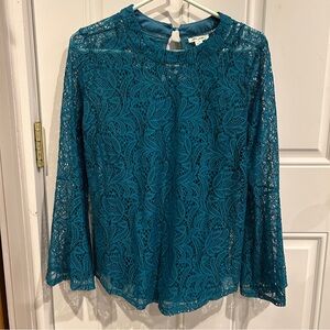 Ultra Pink Teal Lace Blouse